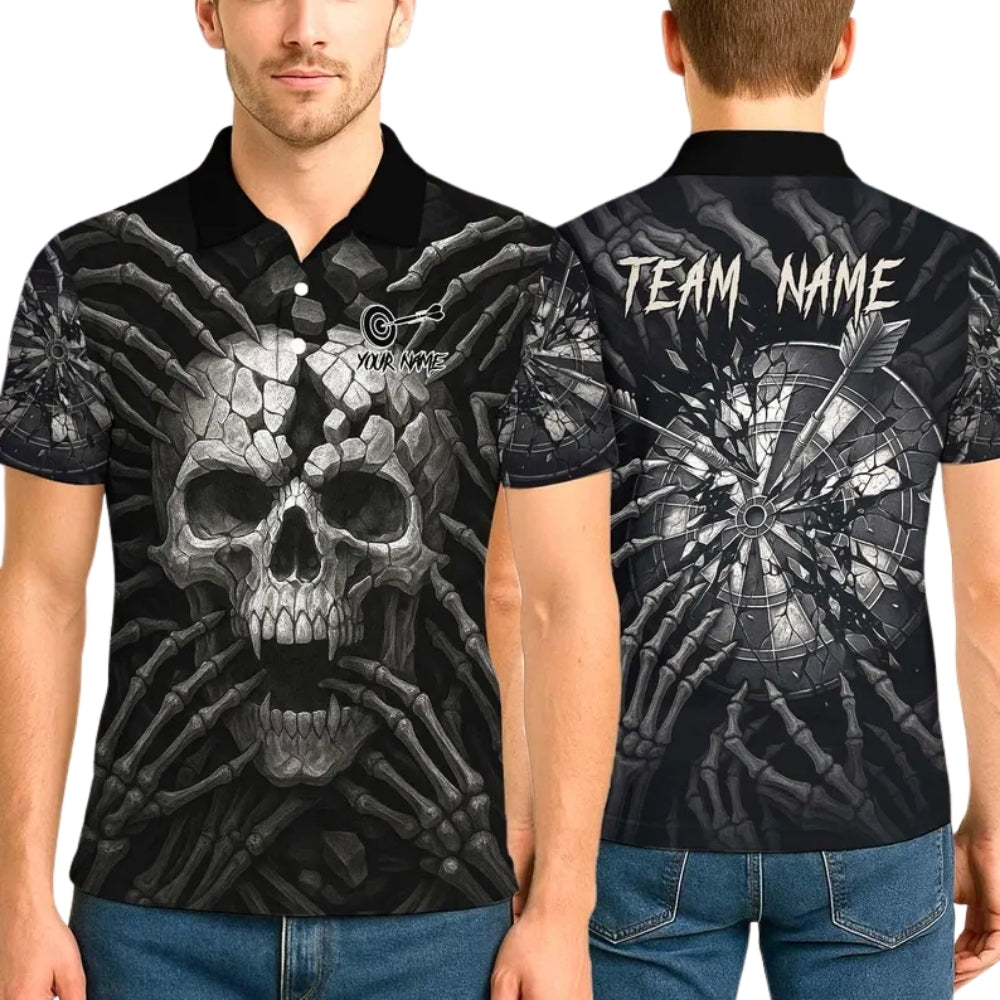 Skull Men Personalized Darts Button Polo