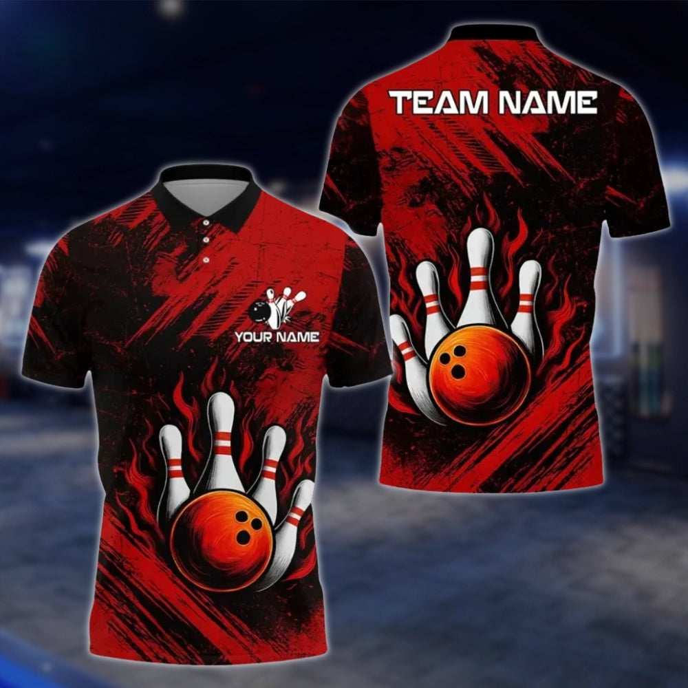 Custom Team Black And Blue Bowling Polo Shirt For Mens, Custom Bowling Shirts BE0118