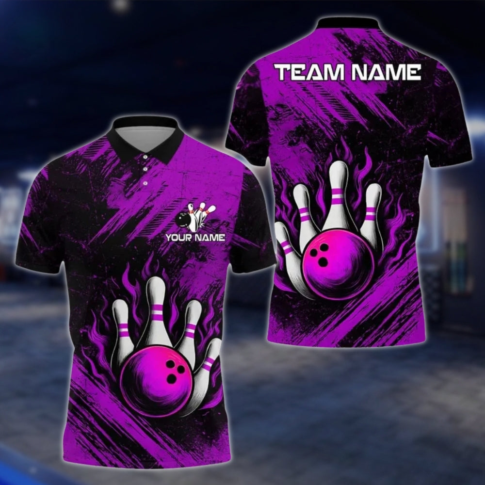 Custom Team Black And Blue Bowling Polo Shirt For Mens, Custom Bowling Shirts BE0118