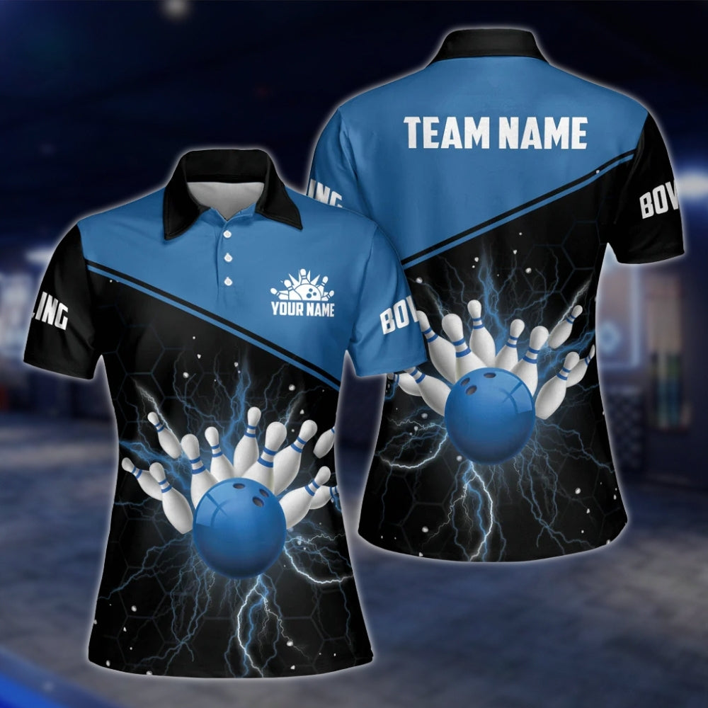 Custom Thunder Red Bowling Womens Polo Shirt, Custom Thunder Team Bowling Shirts For Ladies BW0149