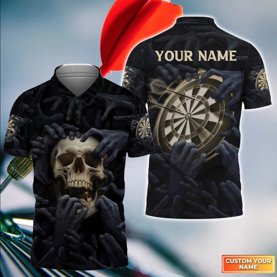 Skull Art Personalized Darts Button Polo
