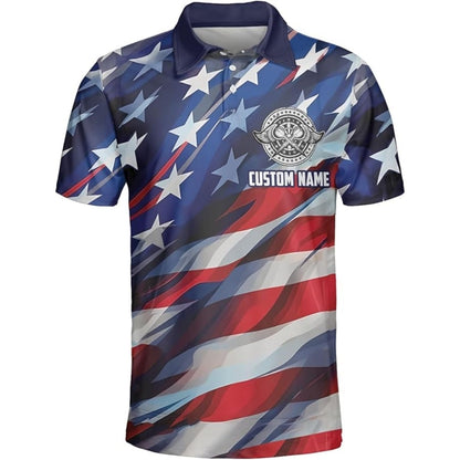 American Flag Personalized Darts Button Polo — Design 02