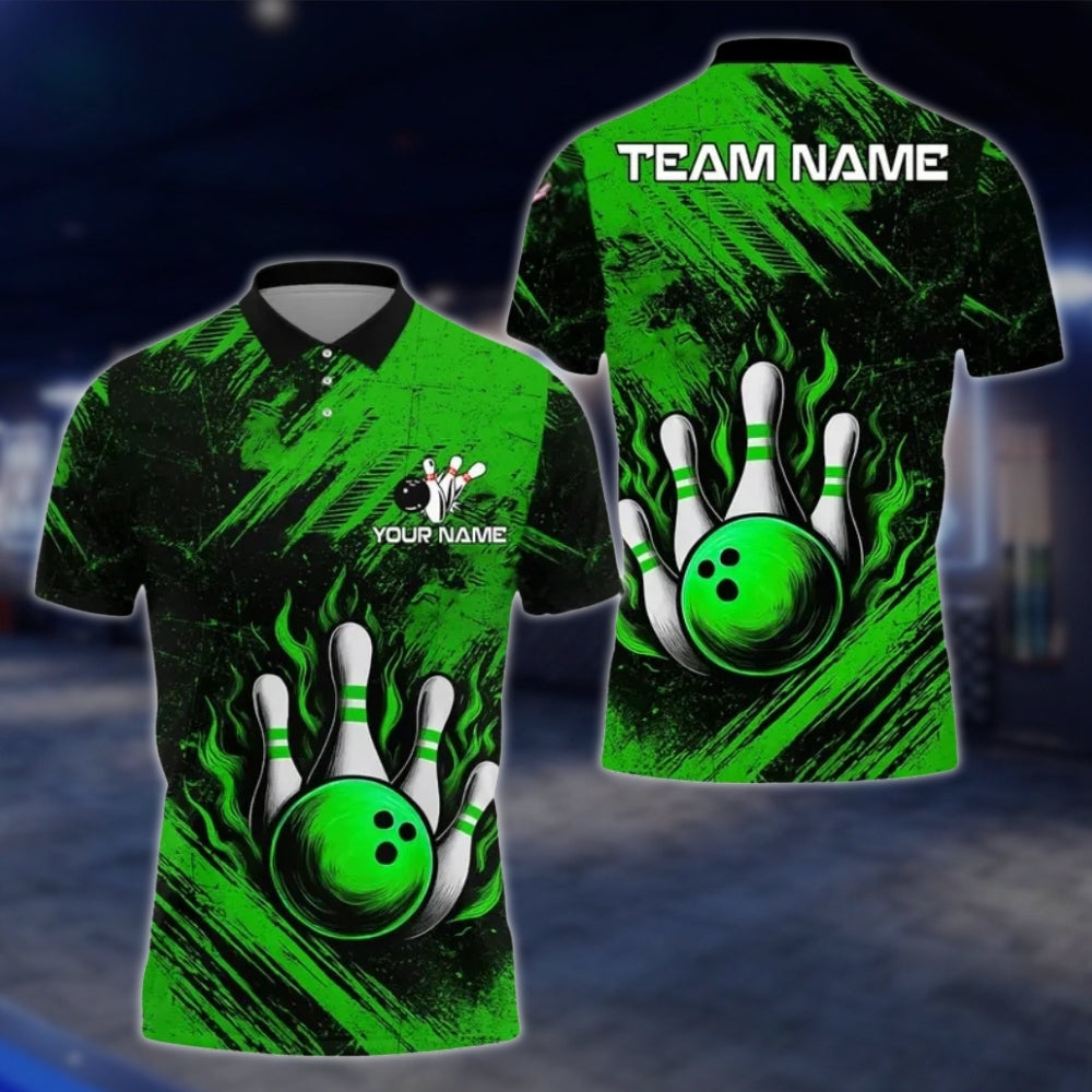 Custom Team Black And Blue Bowling Polo Shirt For Mens, Custom Bowling Shirts BE0118