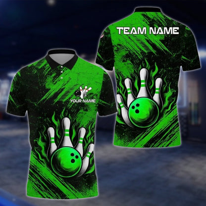 Custom Team Black And Blue Bowling Polo Shirt For Mens, Custom Bowling Shirts BE0118