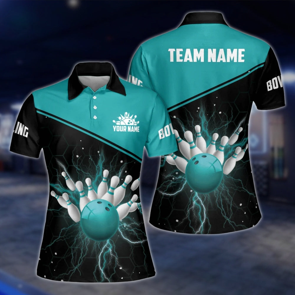Custom Thunder Red Bowling Womens Polo Shirt, Custom Thunder Team Bowling Shirts For Ladies BW0149