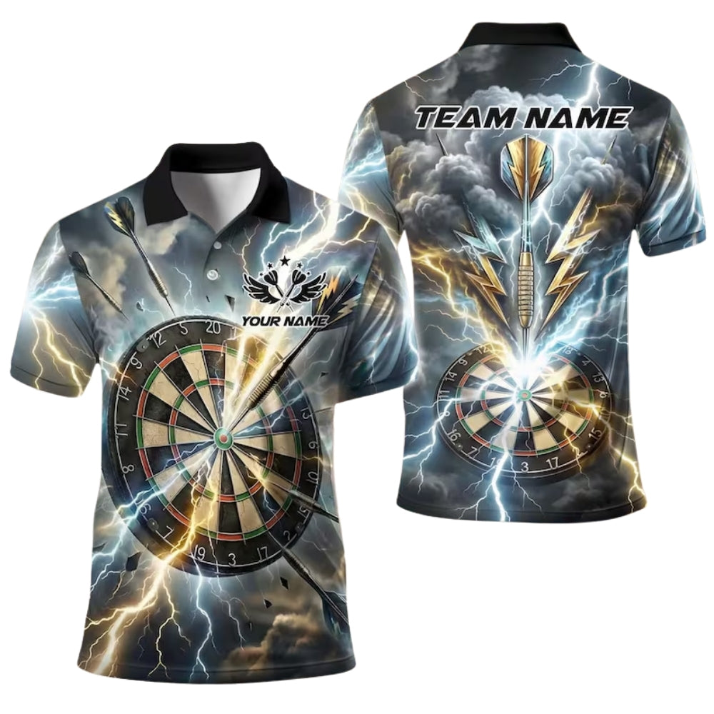 Thunder Lightning Personalized Darts Button Polo