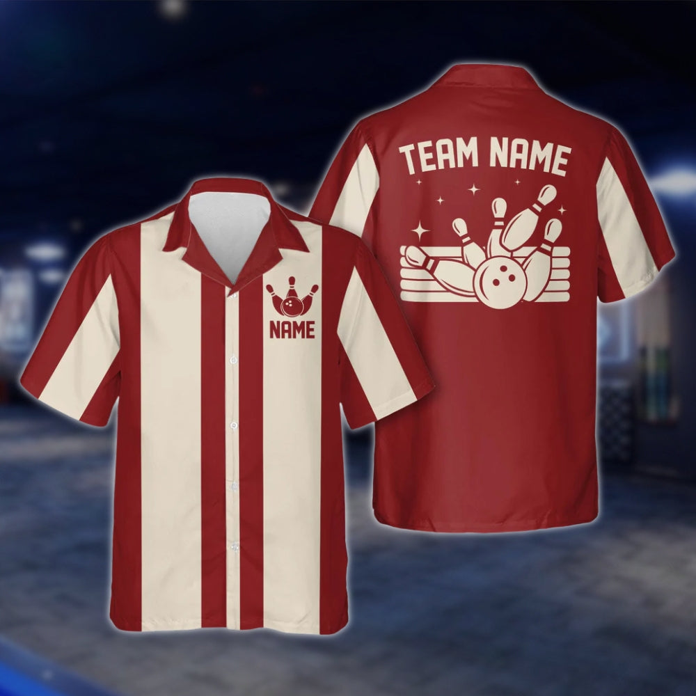 Custom Vintage Bowling Hawaiian Shirt For Men And Women, Black And Beige Custom Vintage Bowling Team Shirts BE0005