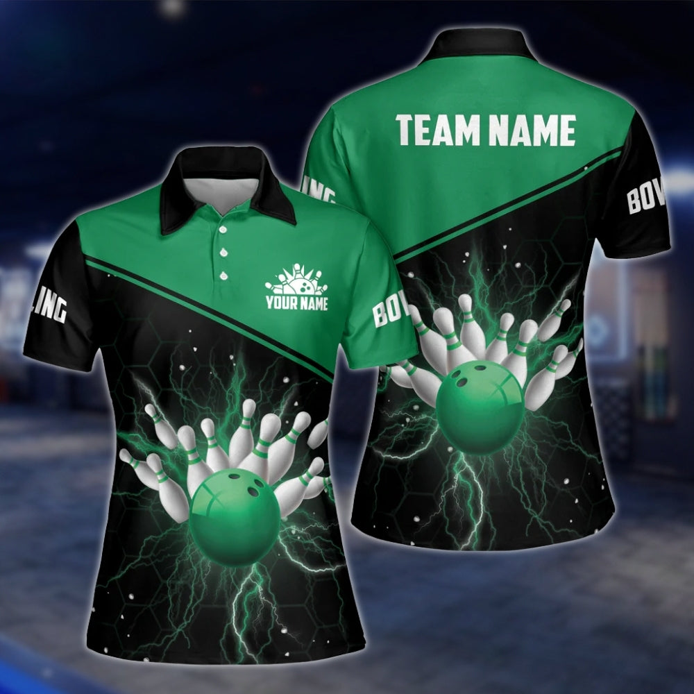 Custom Thunder Red Bowling Womens Polo Shirt, Custom Thunder Team Bowling Shirts For Ladies BW0149