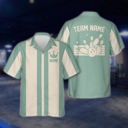 Custom Vintage Bowling Hawaiian Shirt For Men And Women, Black And Beige Custom Vintage Bowling Team Shirts BE0005