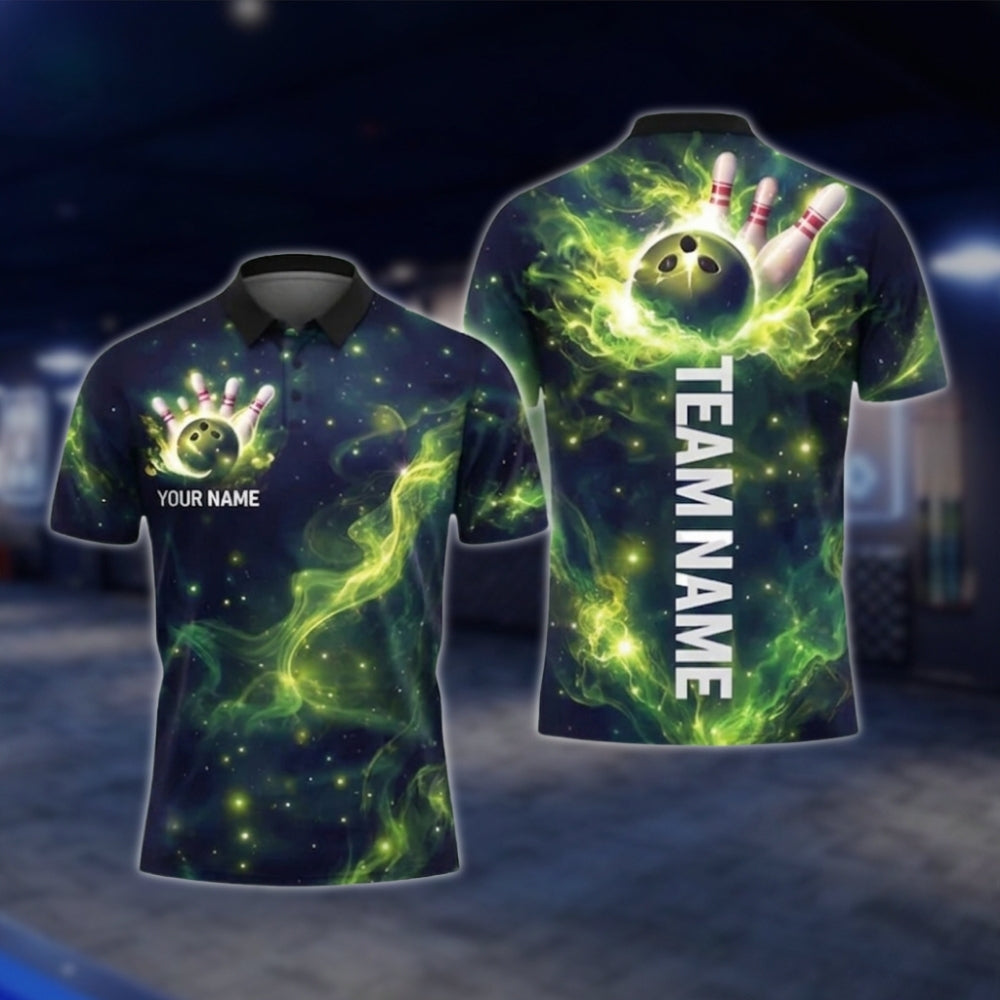 Cistom Thunder Purple Lightning Bowling Mens Polo Shirt, Custom Team Thunder Bowling Shirts BZ0347