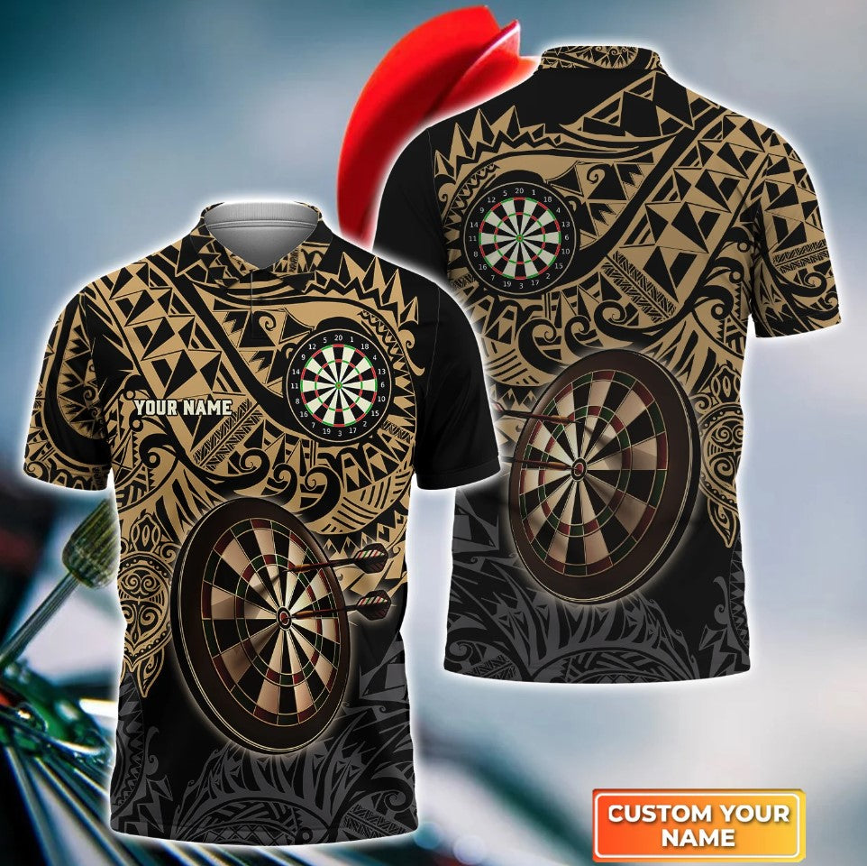 Brown Tattoo Dartst Personalized Darts Button Polo