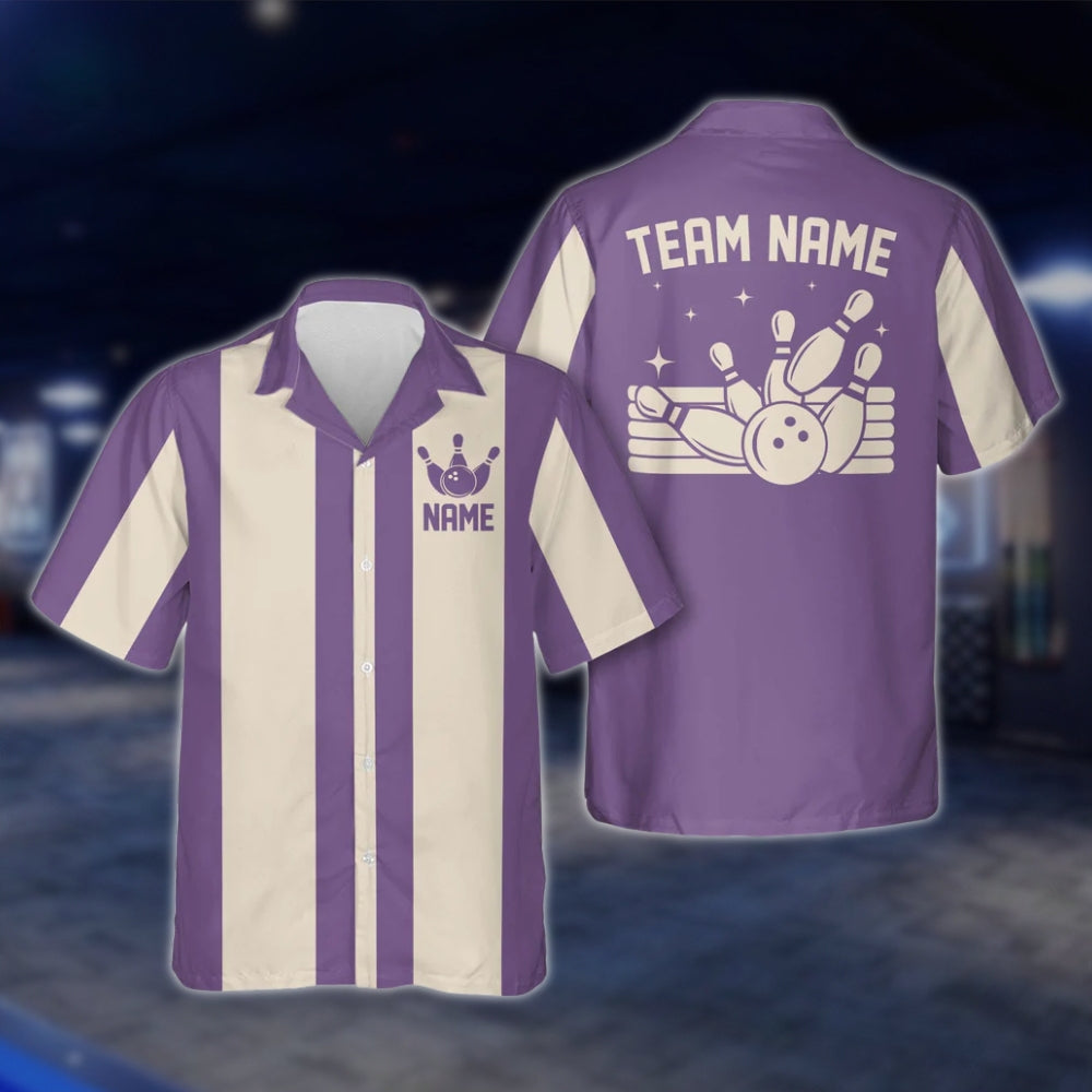 Custom Vintage Bowling Hawaiian Shirt For Men And Women, Black And Beige Custom Vintage Bowling Team Shirts BE0005
