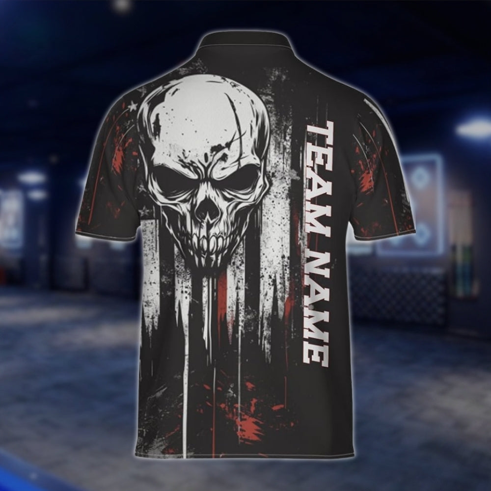 Custom Skeleton Black White Bowling Jersey Mens, Custom Skull Bowling Team Shirts BZ0141