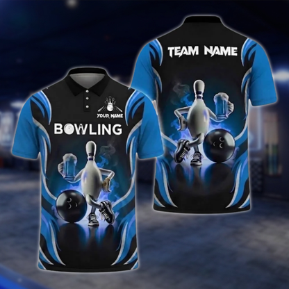 Pins And Beer Custom Mens Bowling Polo Shirt, Custom Beer Bowling Polo Shirts BZ0478