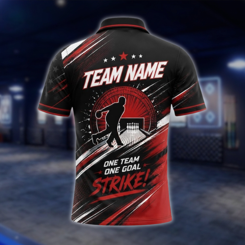 One Team One Goal Personalized Mens Bowling Polo Shirt, Custom Team Bowling Shirt BZ0920