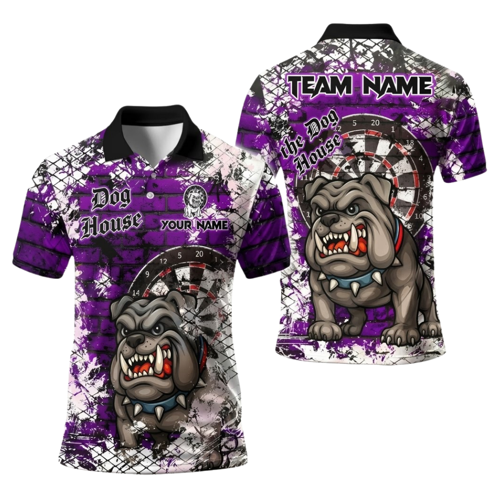 Bulldog Men Personalized Darts Button Polo