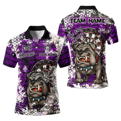 Bulldog Men Personalized Darts Button Polo