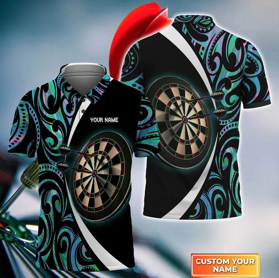 Blue Tattoo Personalized Darts Button Polo