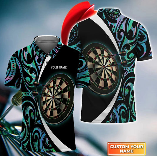 Blue Tattoo Personalized Darts Button Polo