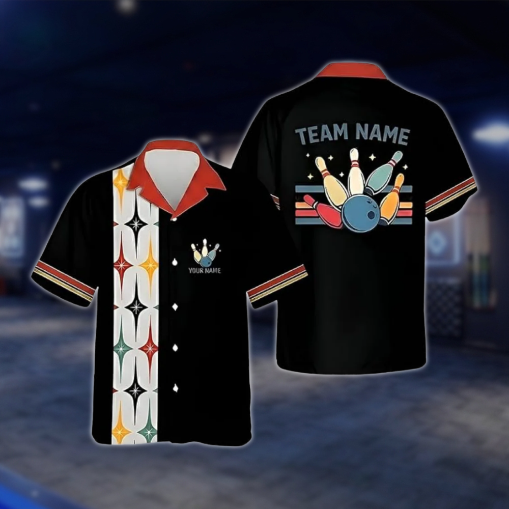 Starburst Retro Custom Bowling Hawaiian Shirt For Men, Custom Team Retro Bowling Shirt BZ0790
