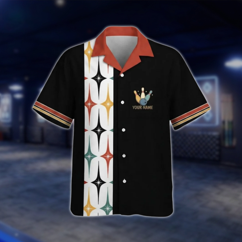 Starburst Retro Custom Bowling Hawaiian Shirt For Men, Custom Team Retro Bowling Shirt BZ0790