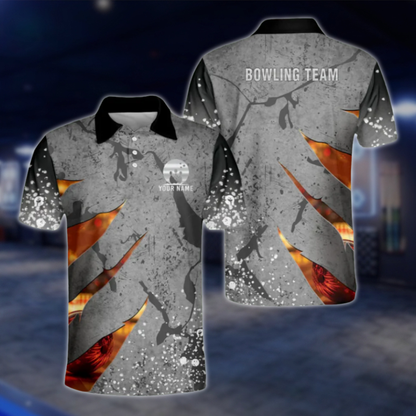 Custom Team Grey Bowling Polo Shirts For Men, Custom Bowling Shirts BM0311