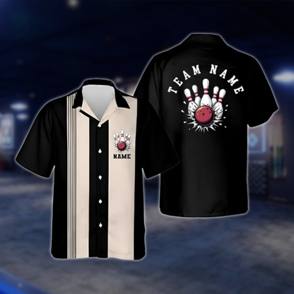 Personalized Pink And White Vintage Bowling Hawaiian Shirt Women Men, Custom Bowling Team Shirts BZ0791