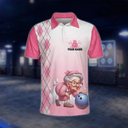 Move Over Boys Let This Grandma Show You How To Bowl Custom Mens Pink Bowling Polo Shirt, Custom Funny Bowling Polo Shirts BZ0481