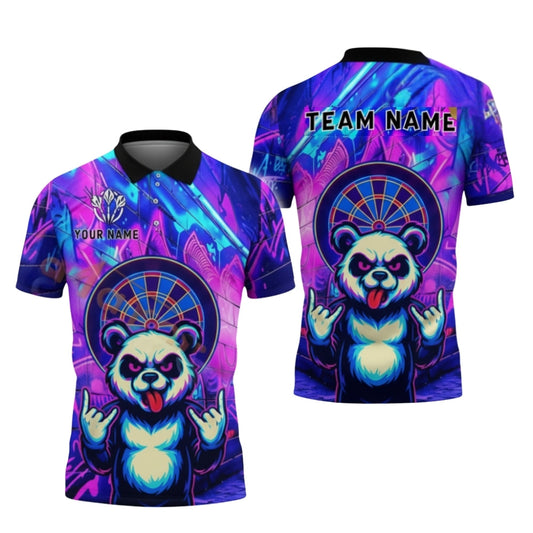 Funny Panda Graffiti Mens Personalized Darts Button Polo