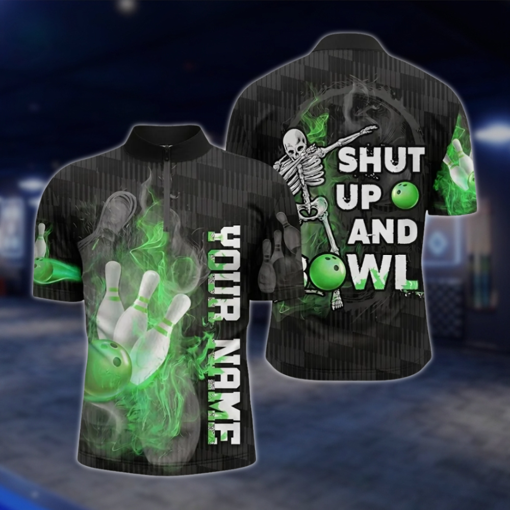 Personalized Shut Up And Bowl Skull Bowling Mens Jersey, Custom Name Skull Bowling Shirt BZ0792
