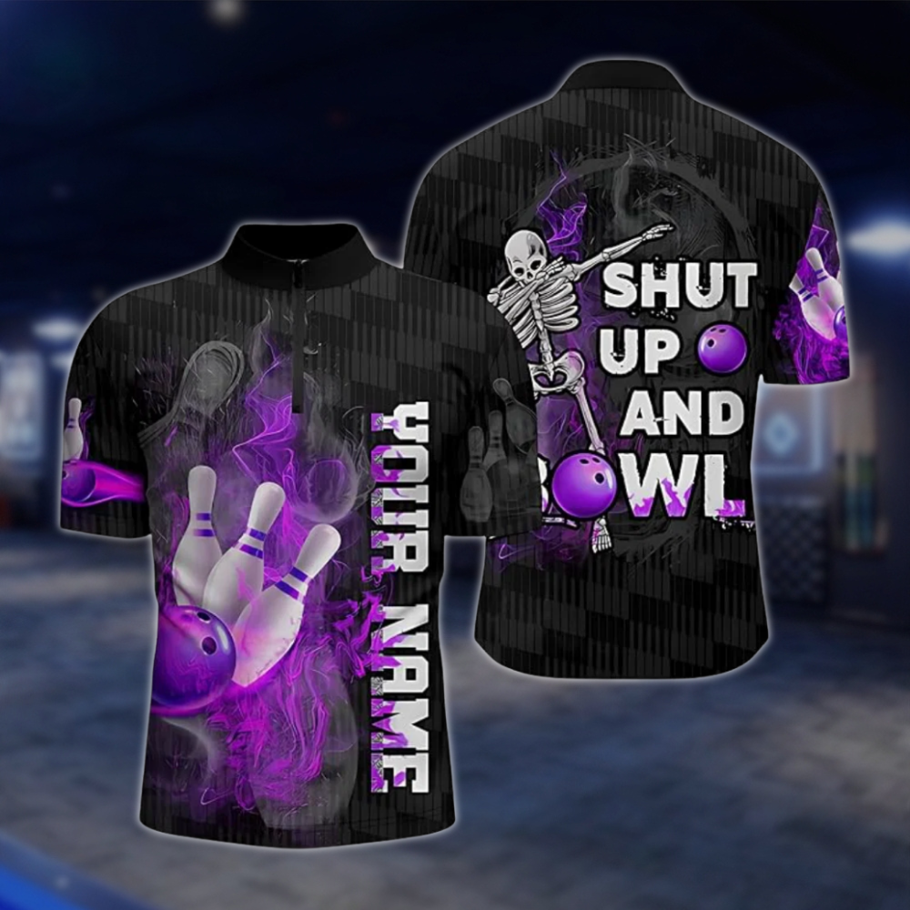 Personalized Shut Up And Bowl Skull Bowling Mens Jersey, Custom Name Skull Bowling Shirt BZ0792