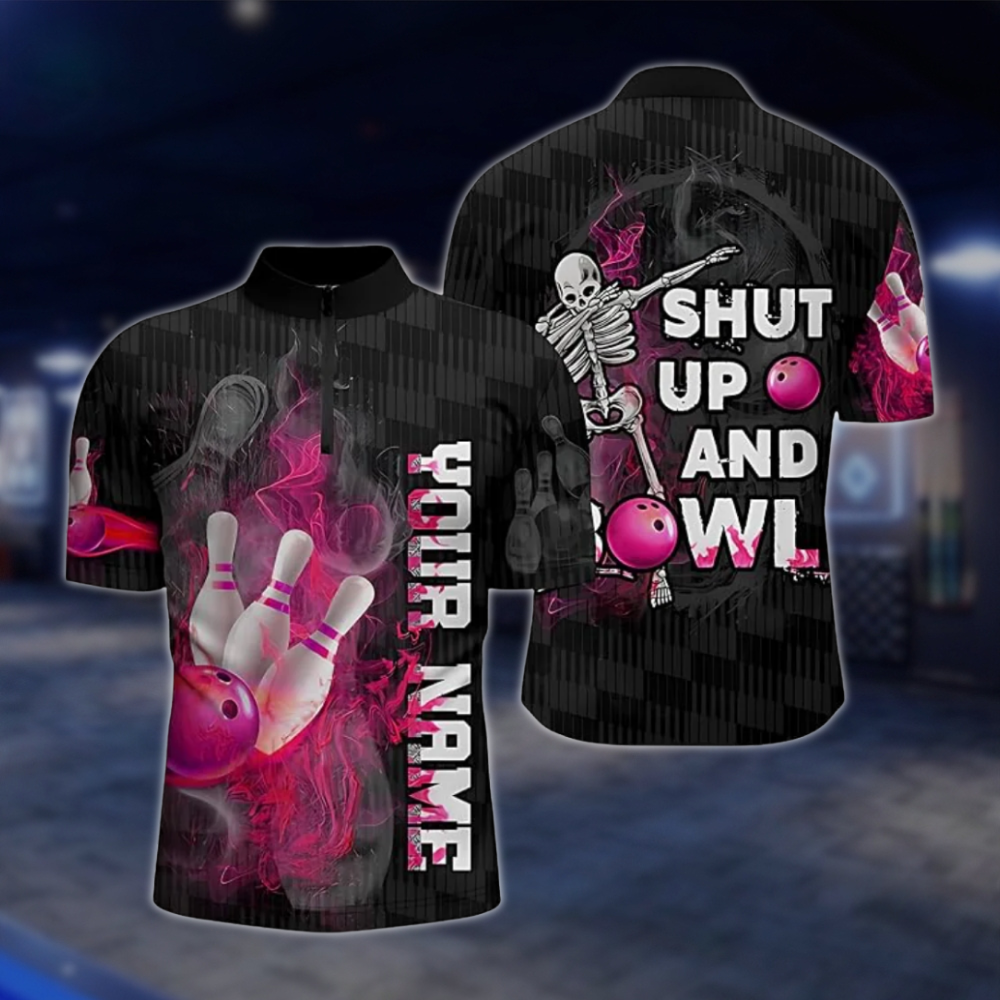 Personalized Shut Up And Bowl Skull Bowling Mens Jersey, Custom Name Skull Bowling Shirt BZ0792