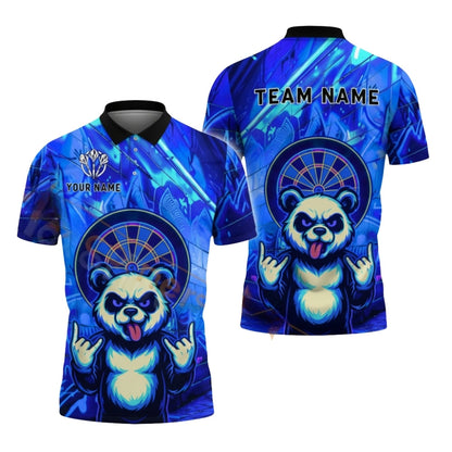 Funny Panda Graffiti Mens Personalized Darts Button Polo