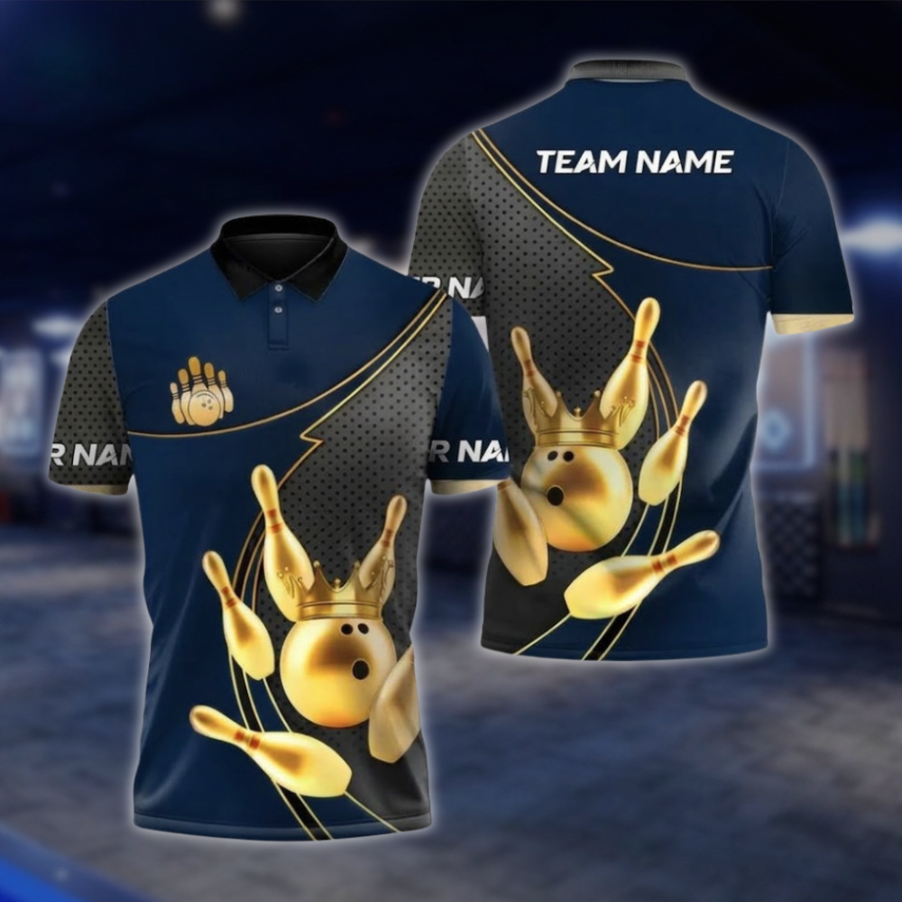 Personalized Gold Pins And Ball Bowling Polo Shirt For Men, Custom Team Bowling Shirt BZ0937