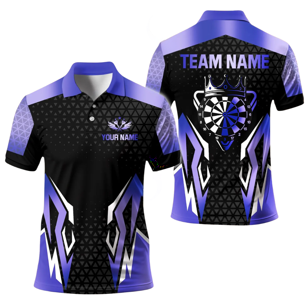 Team Black and Gold Mens Personalized Darts Button Polo