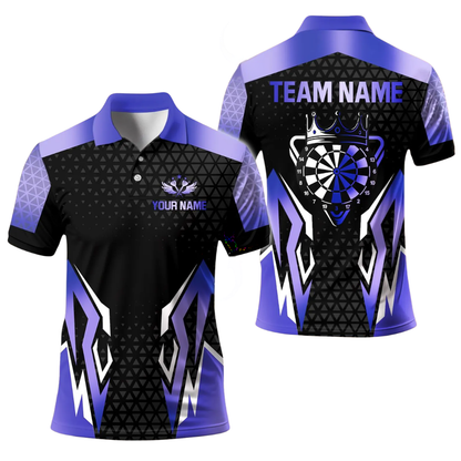 Team Black and Gold Mens Personalized Darts Button Polo