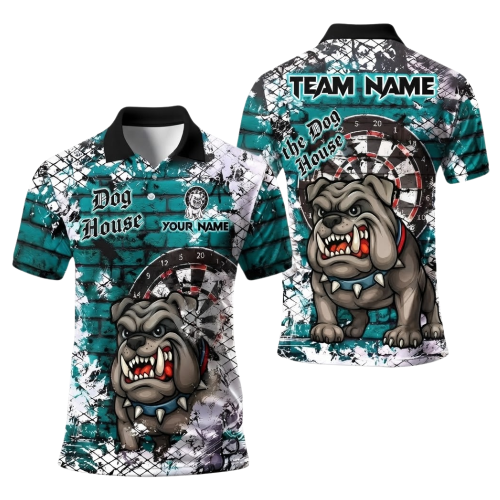 Bulldog Men Personalized Darts Button Polo