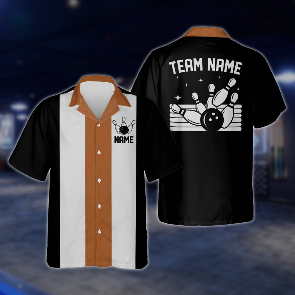 Custom Vintage Hawaiian Bowling Shirts, Black Red White Custom Team Vintage Bowling Shirts BE0025