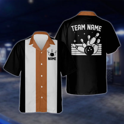 Custom Vintage Hawaiian Bowling Shirts, Black Red White Custom Team Vintage Bowling Shirts BE0025