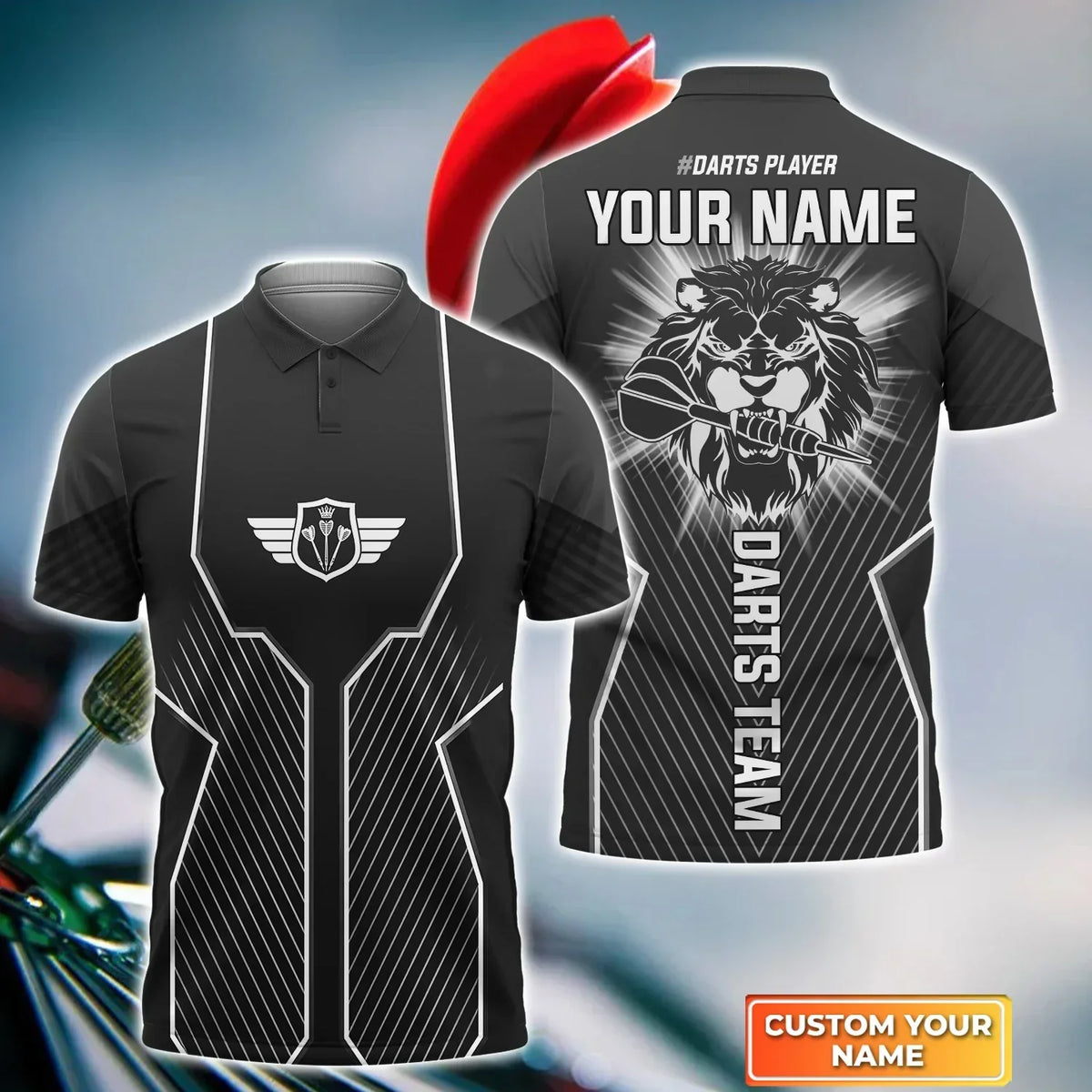 American Player Polo for Player Personalized Darts Button Polo
