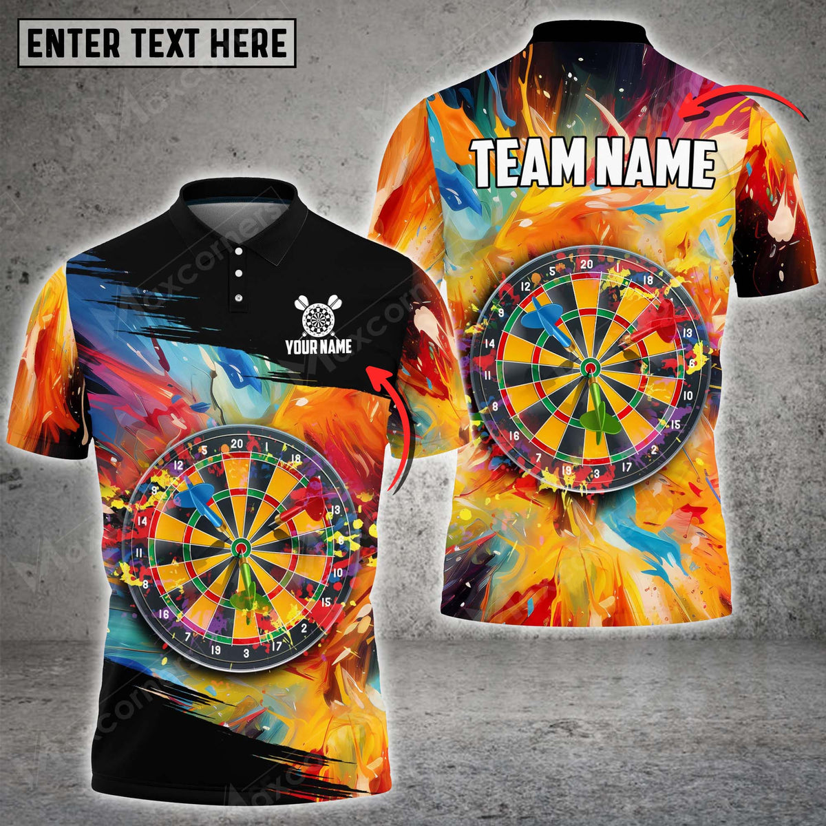 Colorful Personalized Darts Button Polo — Design 03
