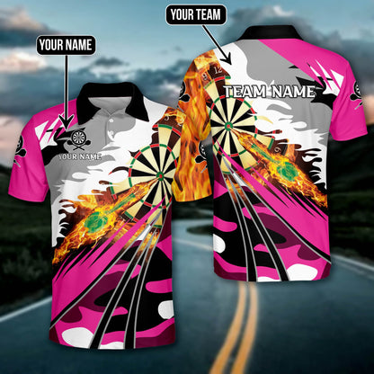 Fire Dartboard Personalized Darts Button Polo