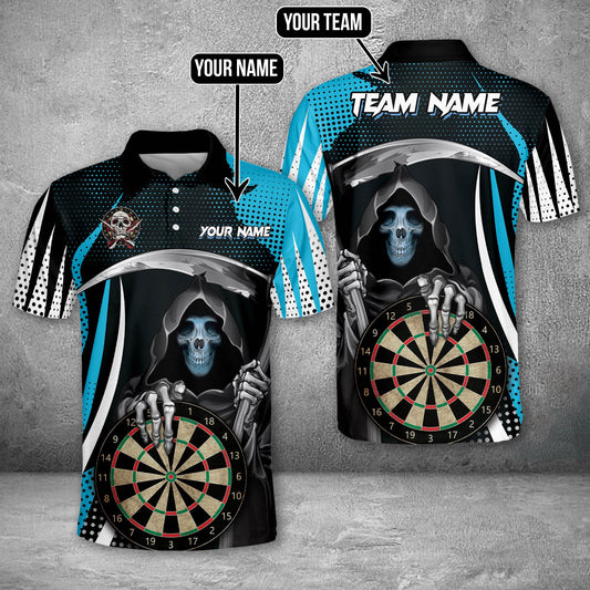 Skull Personalized Darts Button Polo — Design 04