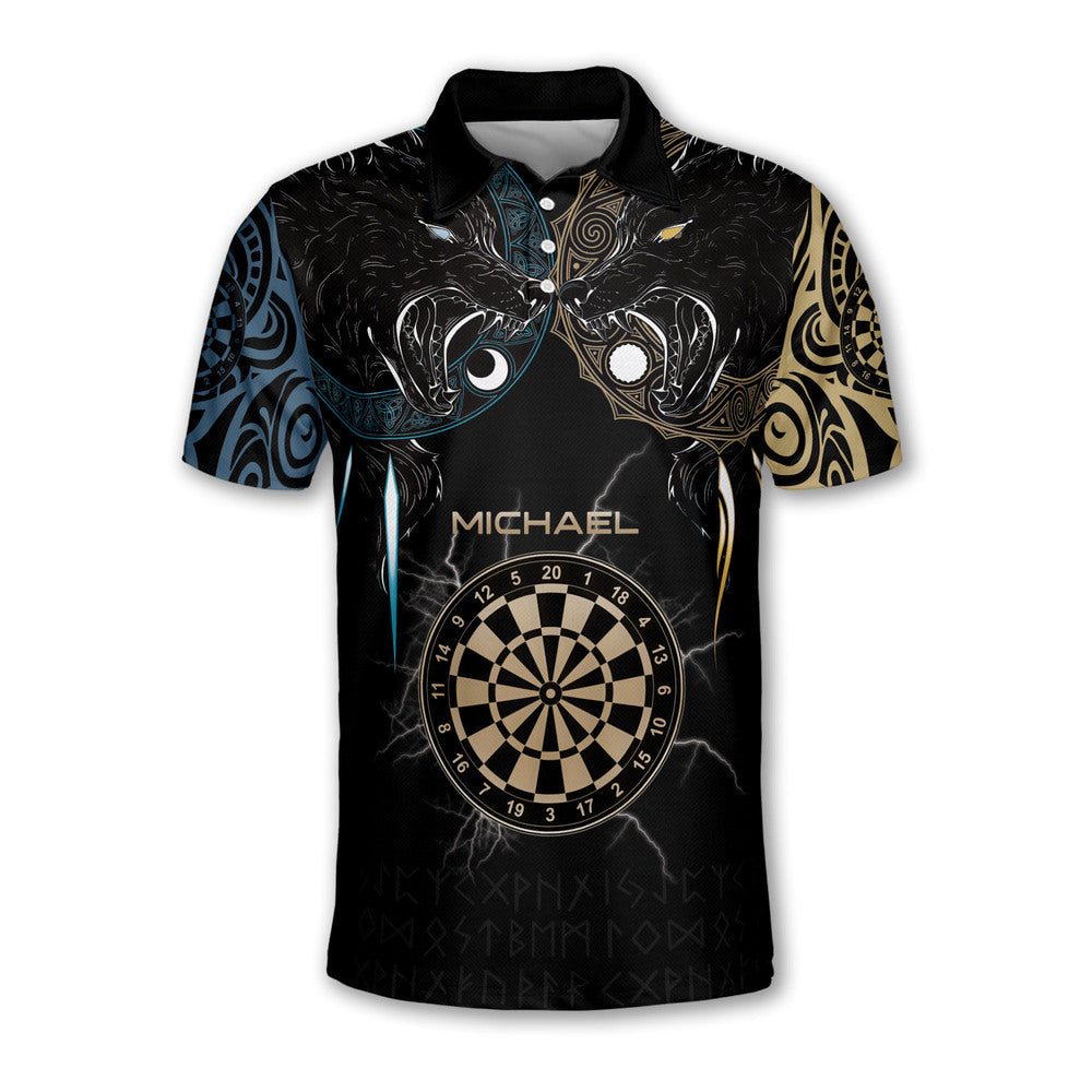 Viking Hati and Skoll and Personalized Darts Button Polo