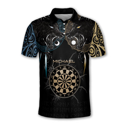 Viking Hati and Skoll and Personalized Darts Button Polo