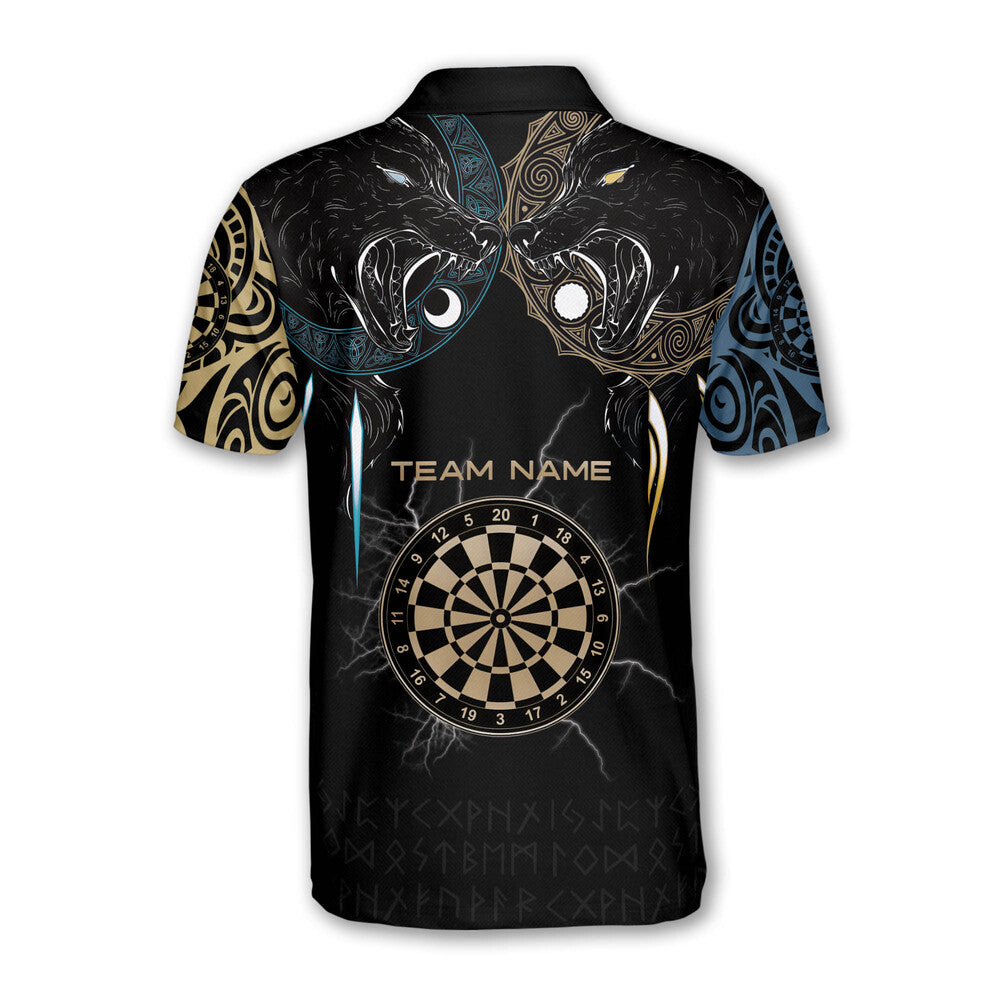 Viking Hati and Skoll and Personalized Darts Button Polo
