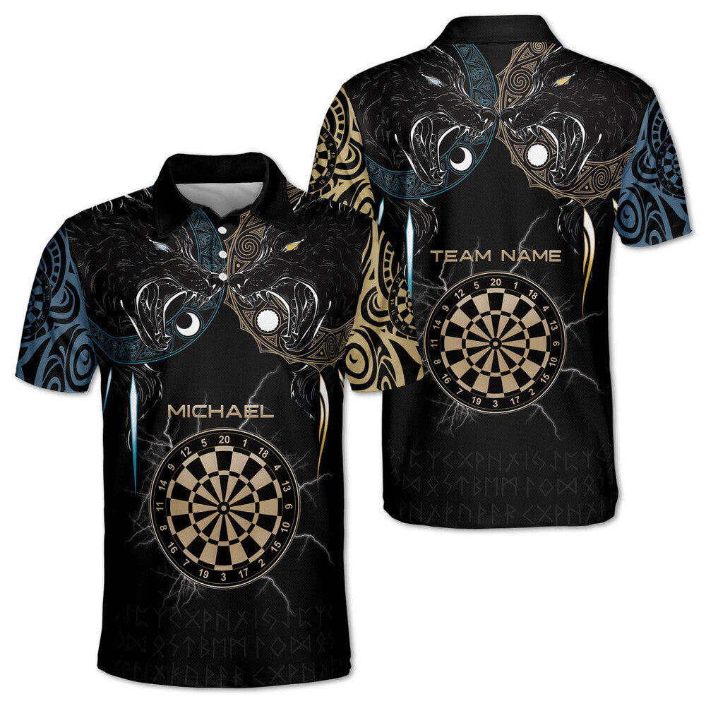 Viking Hati and Skoll and Personalized Darts Button Polo