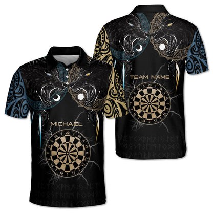 Viking Hati and Skoll and Personalized Darts Button Polo