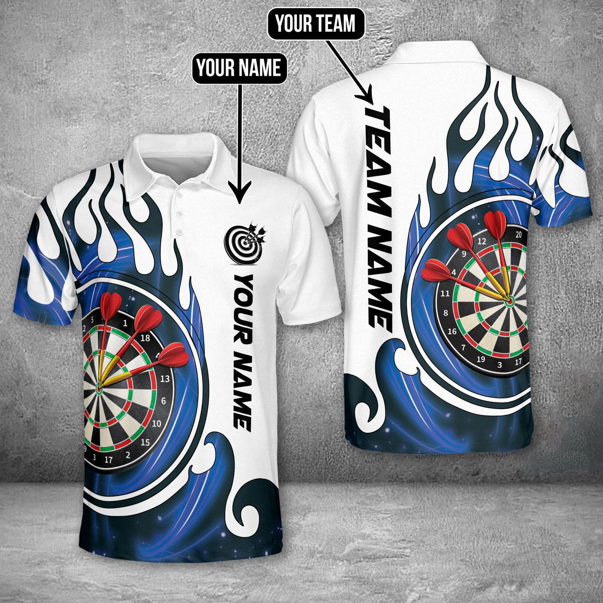 Fire Blaster Personalized Darts Button Polo