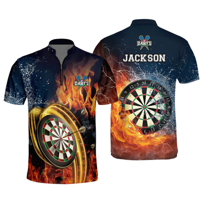 Water and Fire Style Personalized Darts Button Polo